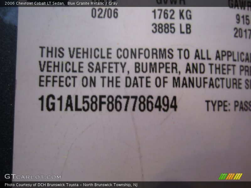 Blue Granite Metallic / Gray 2006 Chevrolet Cobalt LT Sedan