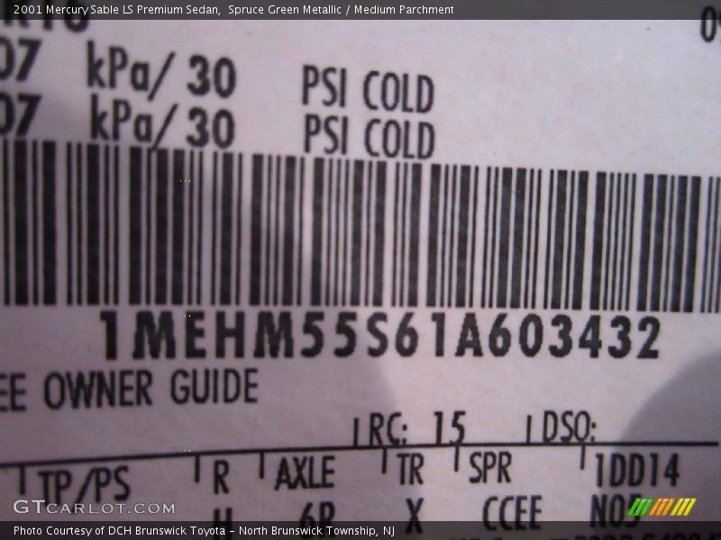 Spruce Green Metallic / Medium Parchment 2001 Mercury Sable LS Premium Sedan