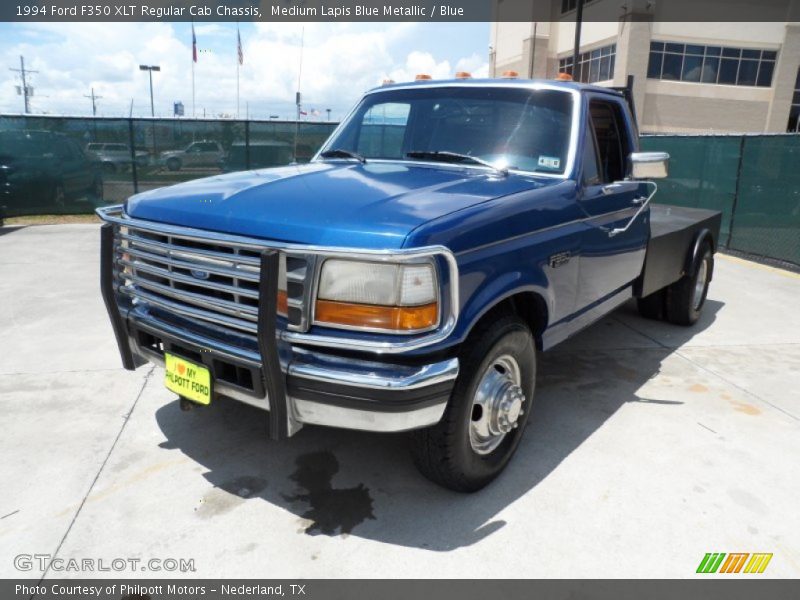 Medium Lapis Blue Metallic / Blue 1994 Ford F350 XLT Regular Cab Chassis