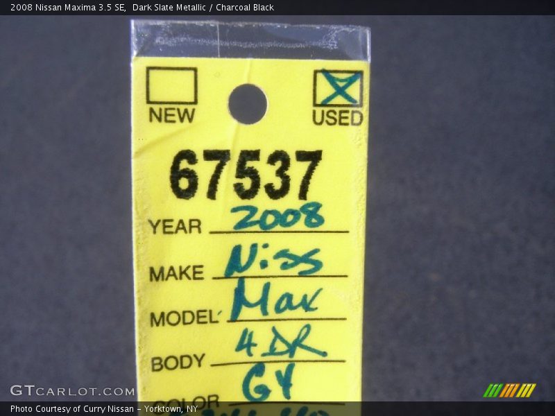 Dark Slate Metallic / Charcoal Black 2008 Nissan Maxima 3.5 SE