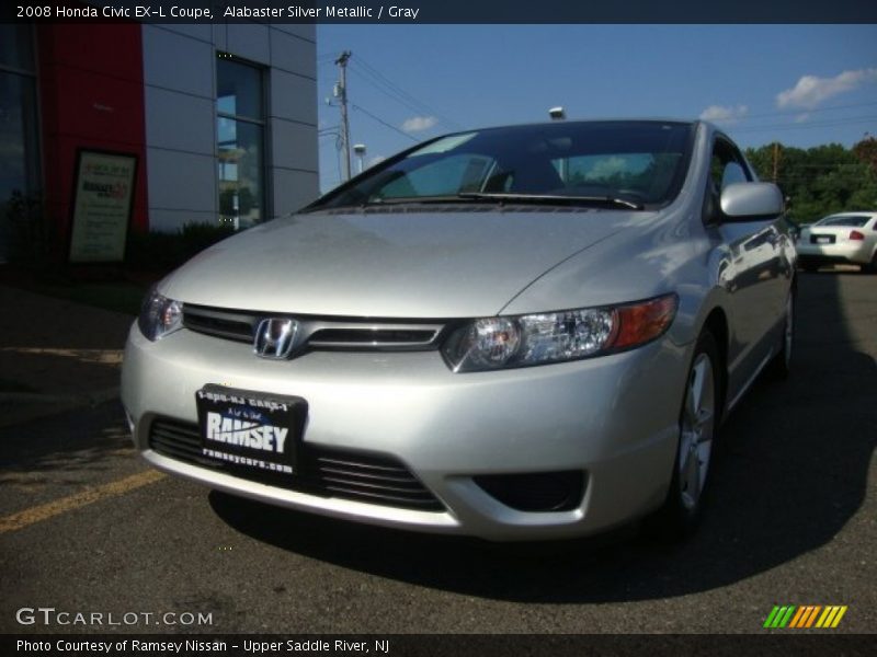 Alabaster Silver Metallic / Gray 2008 Honda Civic EX-L Coupe