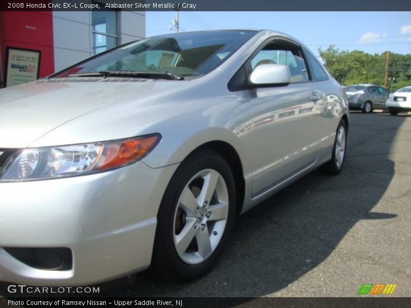 Alabaster Silver Metallic / Gray 2008 Honda Civic EX-L Coupe