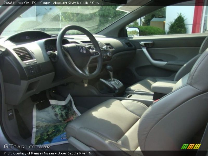 Alabaster Silver Metallic / Gray 2008 Honda Civic EX-L Coupe