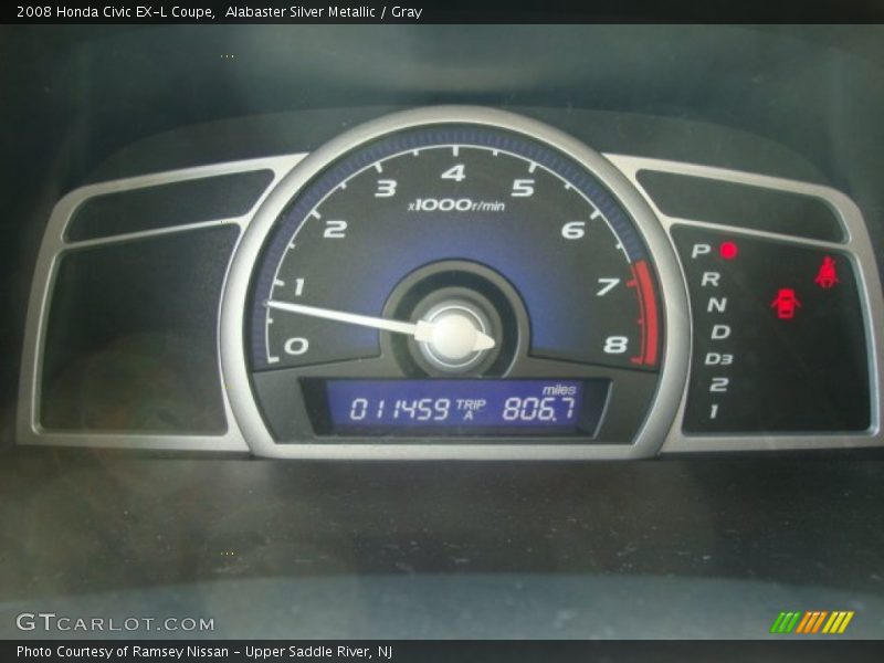 Alabaster Silver Metallic / Gray 2008 Honda Civic EX-L Coupe