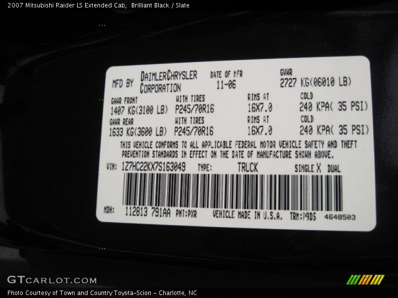 Brilliant Black / Slate 2007 Mitsubishi Raider LS Extended Cab