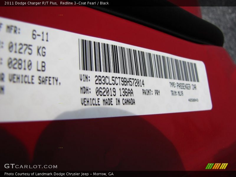 Redline 3-Coat Pearl / Black 2011 Dodge Charger R/T Plus