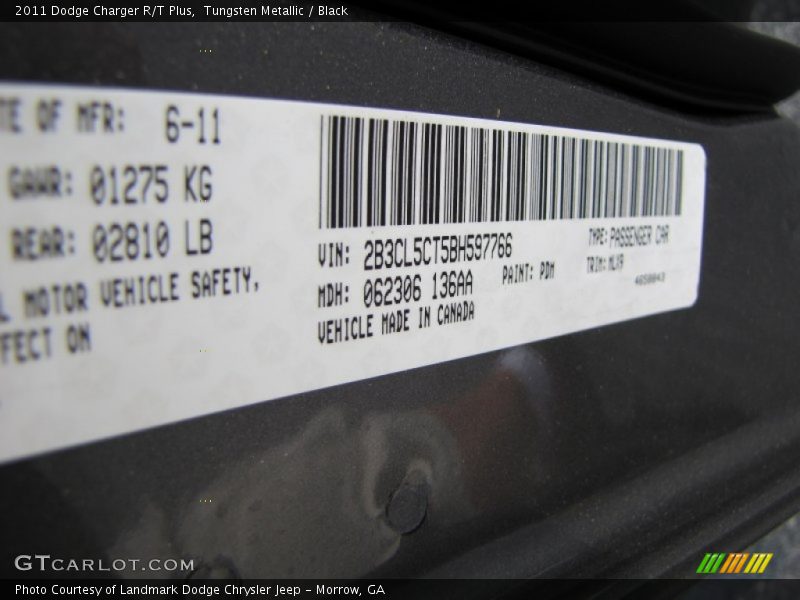 Tungsten Metallic / Black 2011 Dodge Charger R/T Plus