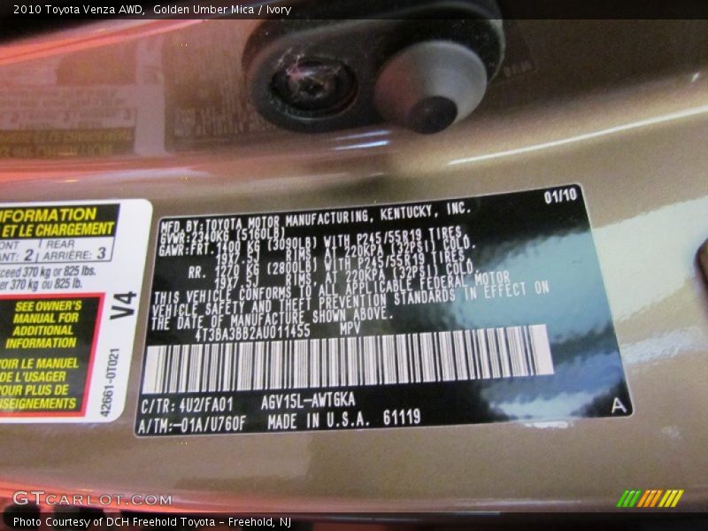 Golden Umber Mica / Ivory 2010 Toyota Venza AWD