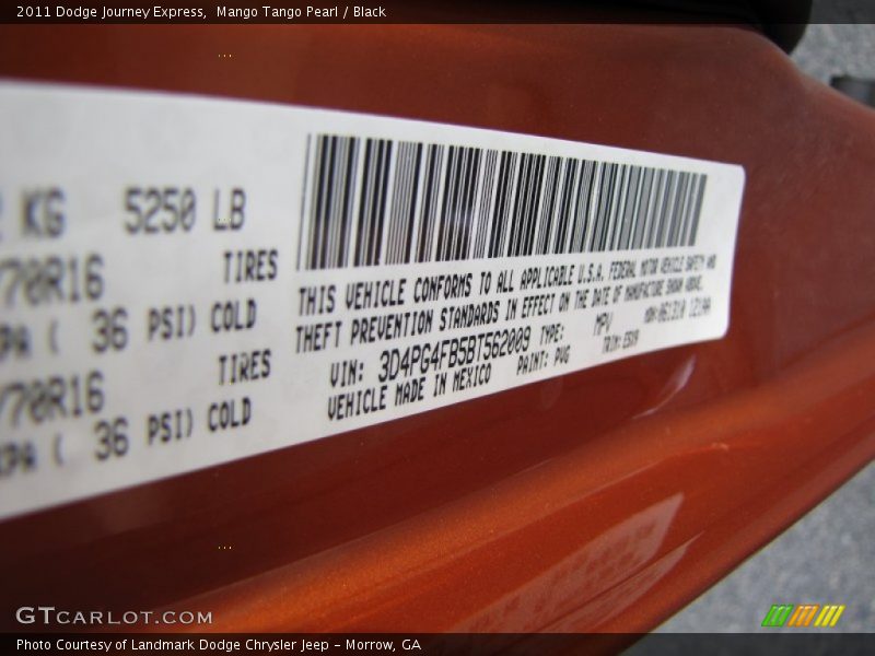 Mango Tango Pearl / Black 2011 Dodge Journey Express