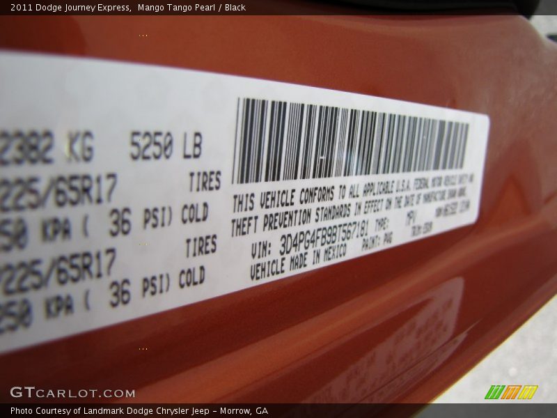 Mango Tango Pearl / Black 2011 Dodge Journey Express