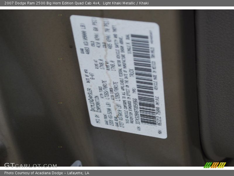 Light Khaki Metallic / Khaki 2007 Dodge Ram 2500 Big Horn Edition Quad Cab 4x4