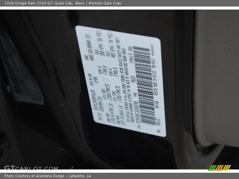 Black / Medium Slate Gray 2006 Dodge Ram 2500 SLT Quad Cab