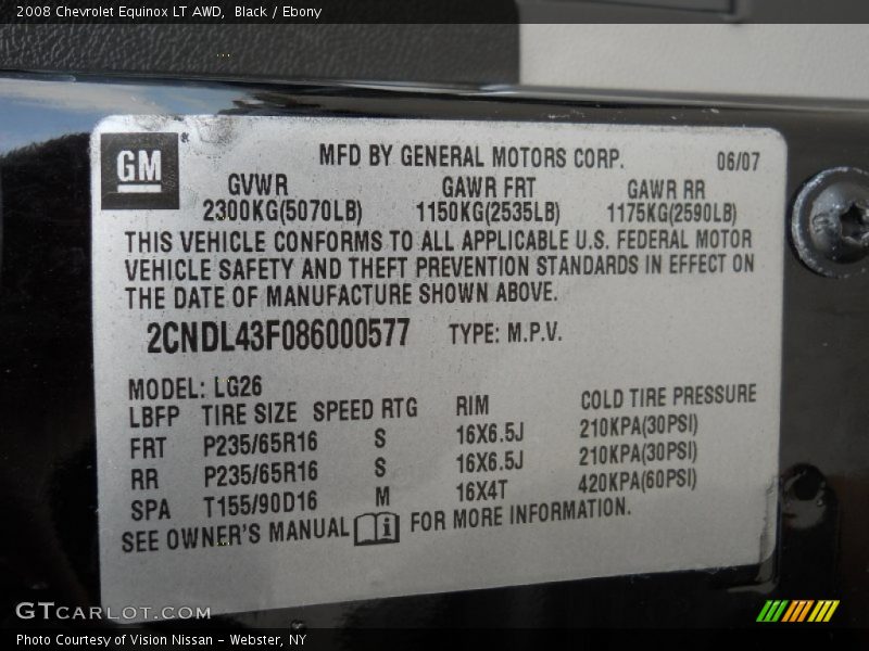 Black / Ebony 2008 Chevrolet Equinox LT AWD