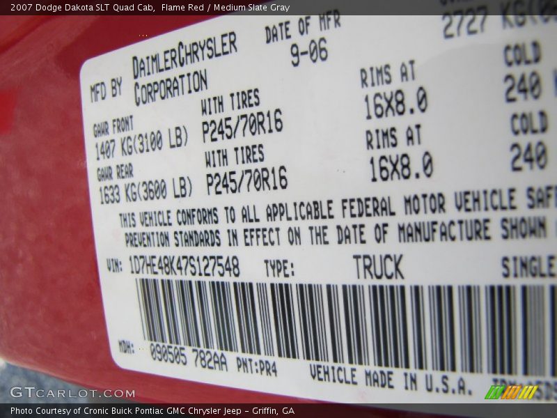 Flame Red / Medium Slate Gray 2007 Dodge Dakota SLT Quad Cab