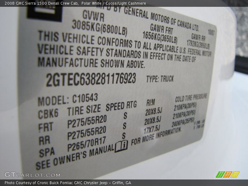 Polar White / Cocoa/Light Cashmere 2008 GMC Sierra 1500 Denali Crew Cab
