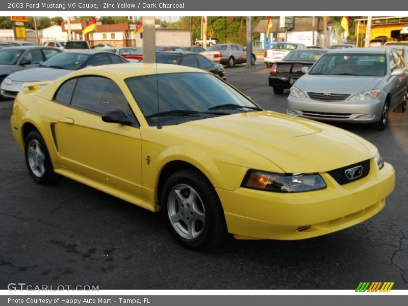 Zinc Yellow / Dark Charcoal 2003 Ford Mustang V6 Coupe