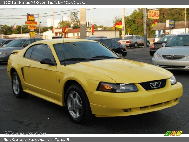 Zinc Yellow / Dark Charcoal 2003 Ford Mustang V6 Coupe