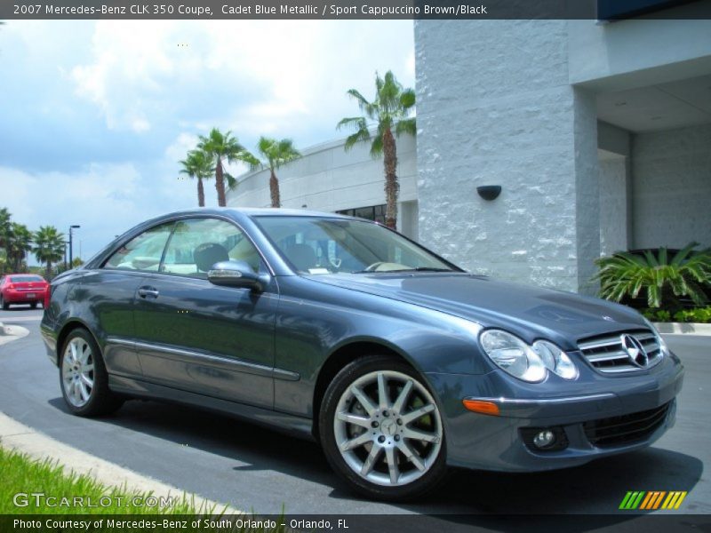 Cadet Blue Metallic / Sport Cappuccino Brown/Black 2007 Mercedes-Benz CLK 350 Coupe