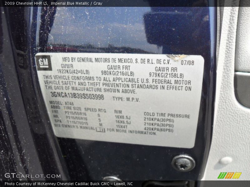 Imperial Blue Metallic / Gray 2009 Chevrolet HHR LS