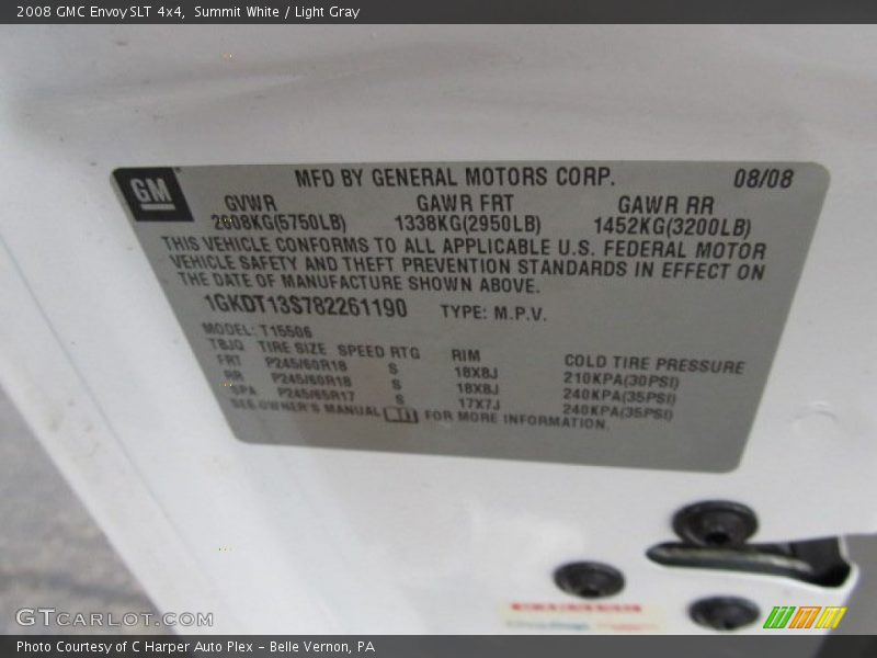 Summit White / Light Gray 2008 GMC Envoy SLT 4x4