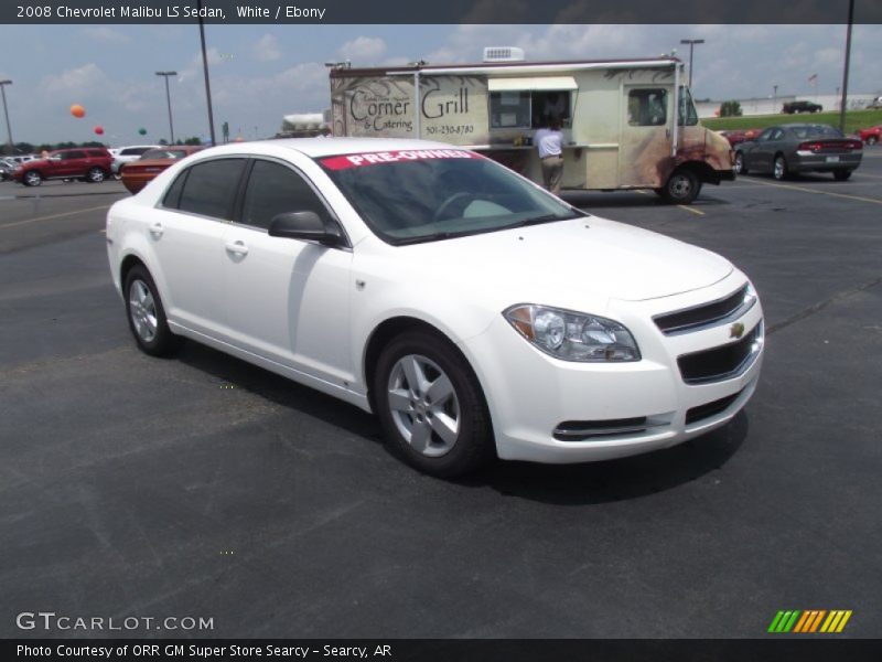 White / Ebony 2008 Chevrolet Malibu LS Sedan
