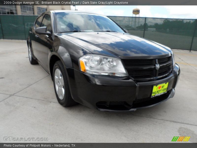 Brilliant Black Crystal Pearl / Dark Slate Gray/Light Graystone 2009 Dodge Avenger SE