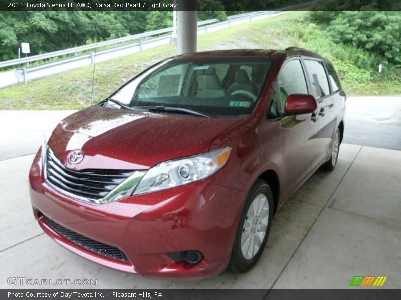 Salsa Red Pearl / Light Gray 2011 Toyota Sienna LE AWD