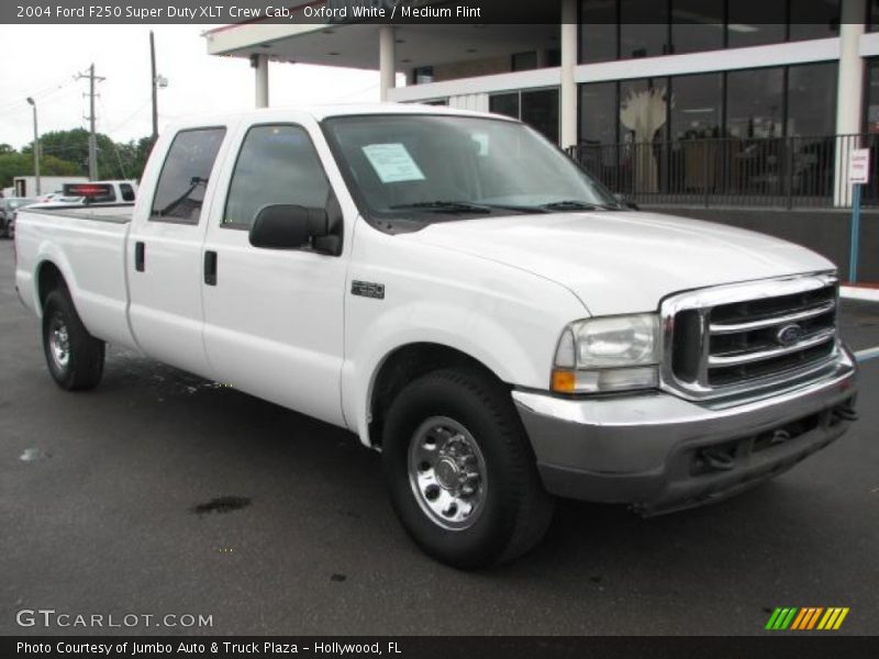 Oxford White / Medium Flint 2004 Ford F250 Super Duty XLT Crew Cab