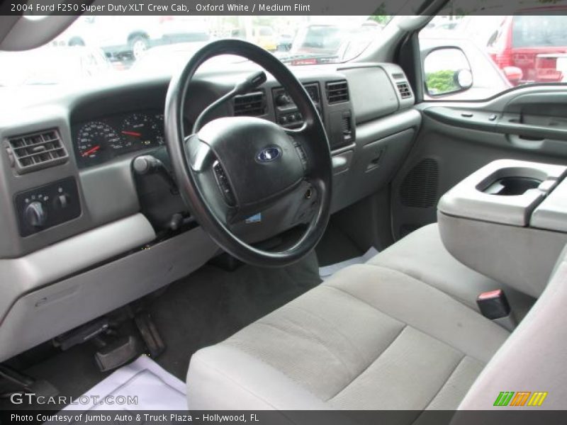 Oxford White / Medium Flint 2004 Ford F250 Super Duty XLT Crew Cab