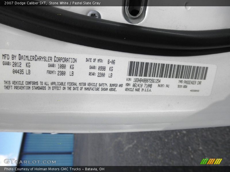 Stone White / Pastel Slate Gray 2007 Dodge Caliber SXT