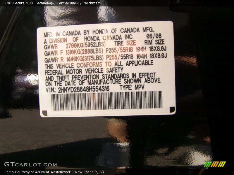 Formal Black / Parchment 2008 Acura MDX Technology