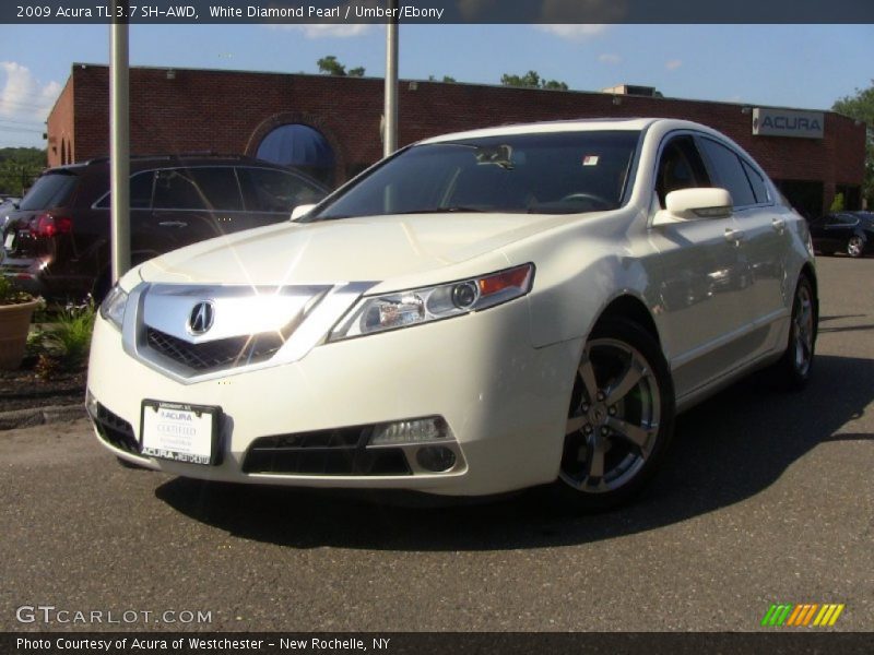 White Diamond Pearl / Umber/Ebony 2009 Acura TL 3.7 SH-AWD