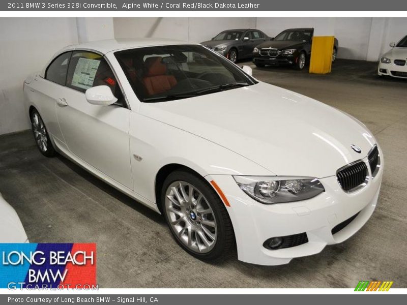 Alpine White / Coral Red/Black Dakota Leather 2011 BMW 3 Series 328i Convertible