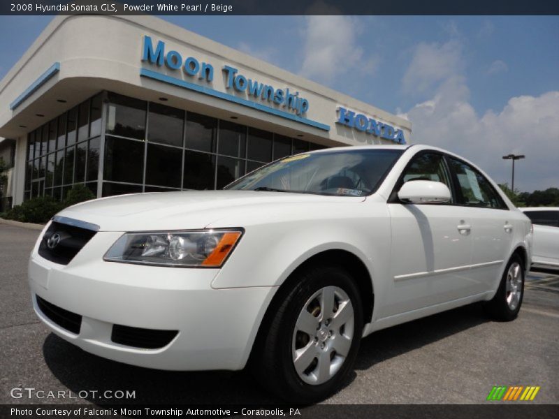 Powder White Pearl / Beige 2008 Hyundai Sonata GLS