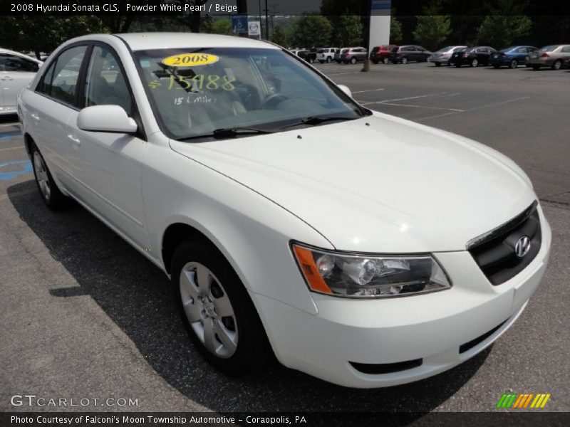 Powder White Pearl / Beige 2008 Hyundai Sonata GLS