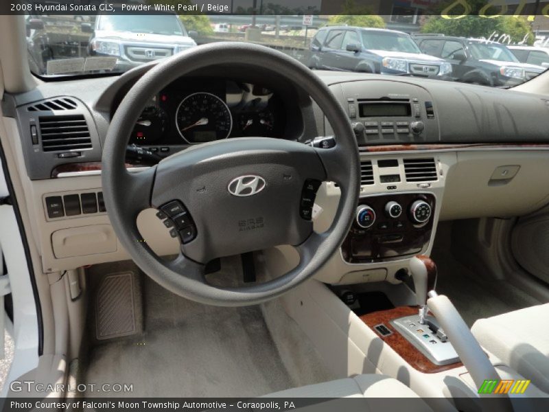 Powder White Pearl / Beige 2008 Hyundai Sonata GLS