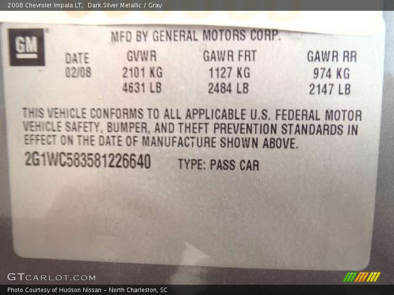 Dark Silver Metallic / Gray 2008 Chevrolet Impala LT