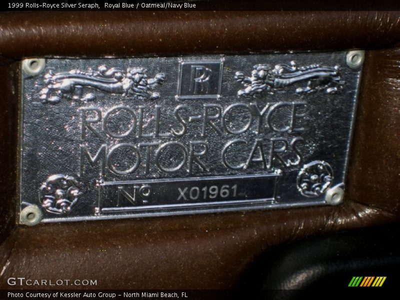 Info Tag of 1999 Silver Seraph 