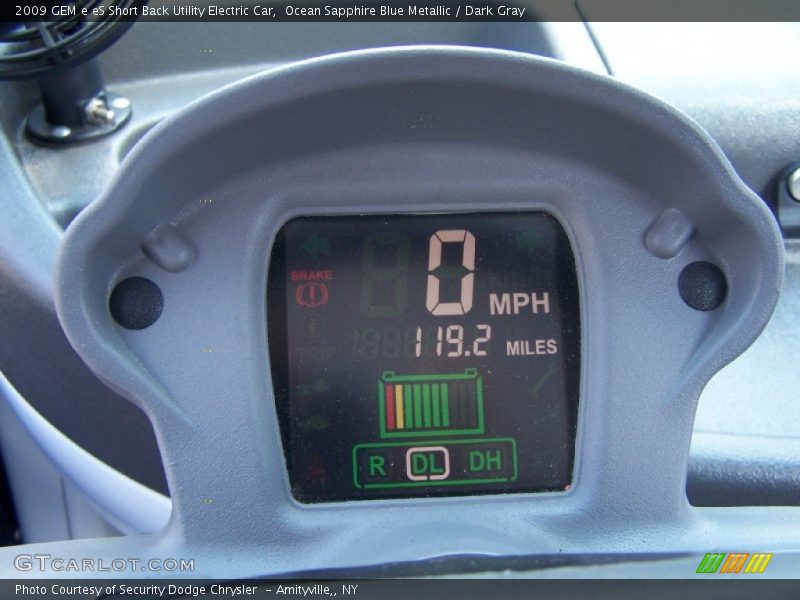 Dashboard of 2009 e eS Short Back Utility Electric Car
