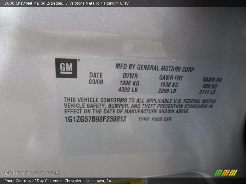 Silverstone Metallic / Titanium Gray 2008 Chevrolet Malibu LS Sedan