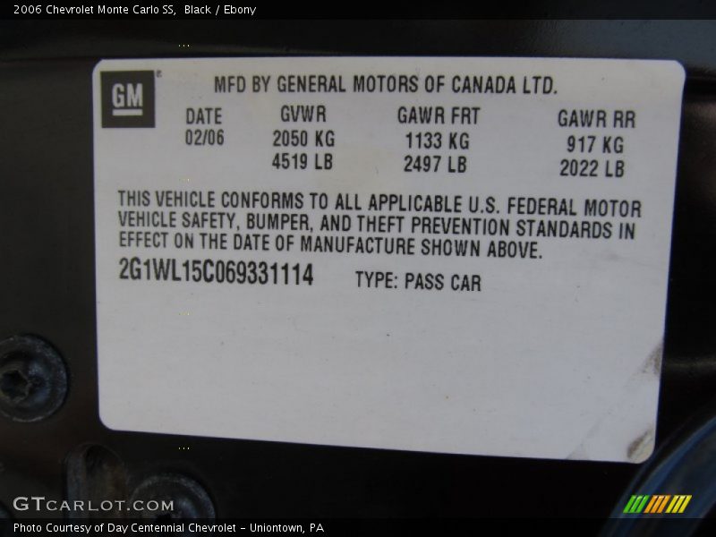 Black / Ebony 2006 Chevrolet Monte Carlo SS
