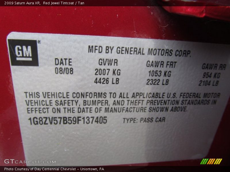 Red Jewel Tintcoat / Tan 2009 Saturn Aura XR