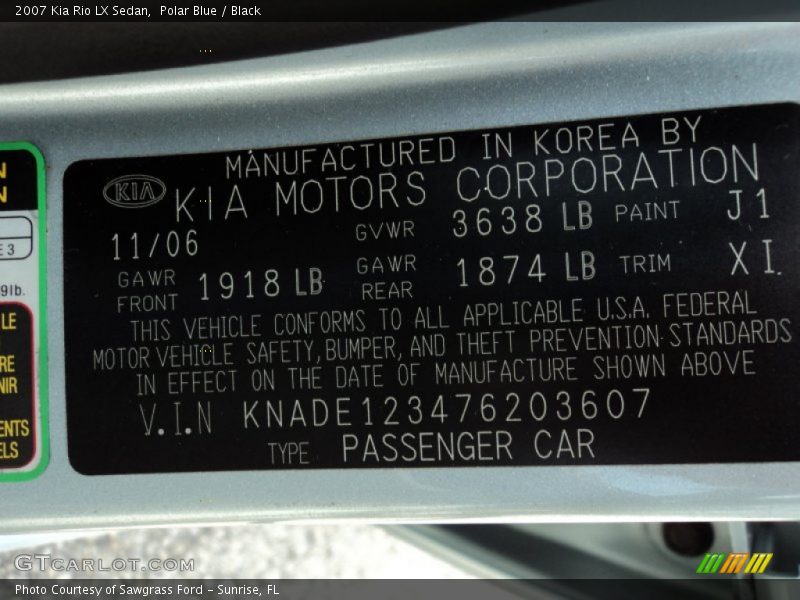 Polar Blue / Black 2007 Kia Rio LX Sedan
