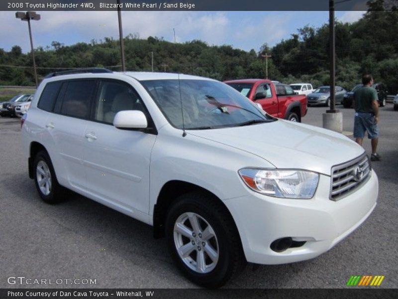 Blizzard White Pearl / Sand Beige 2008 Toyota Highlander 4WD