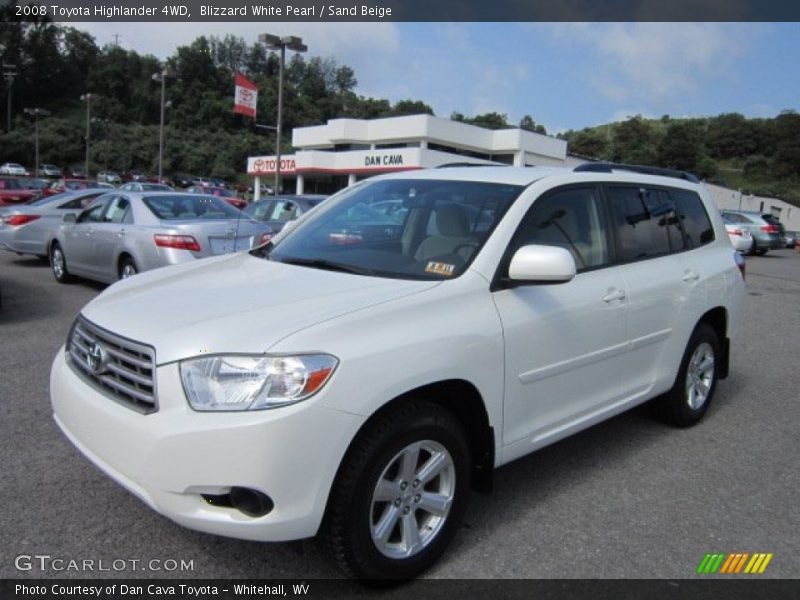 Blizzard White Pearl / Sand Beige 2008 Toyota Highlander 4WD