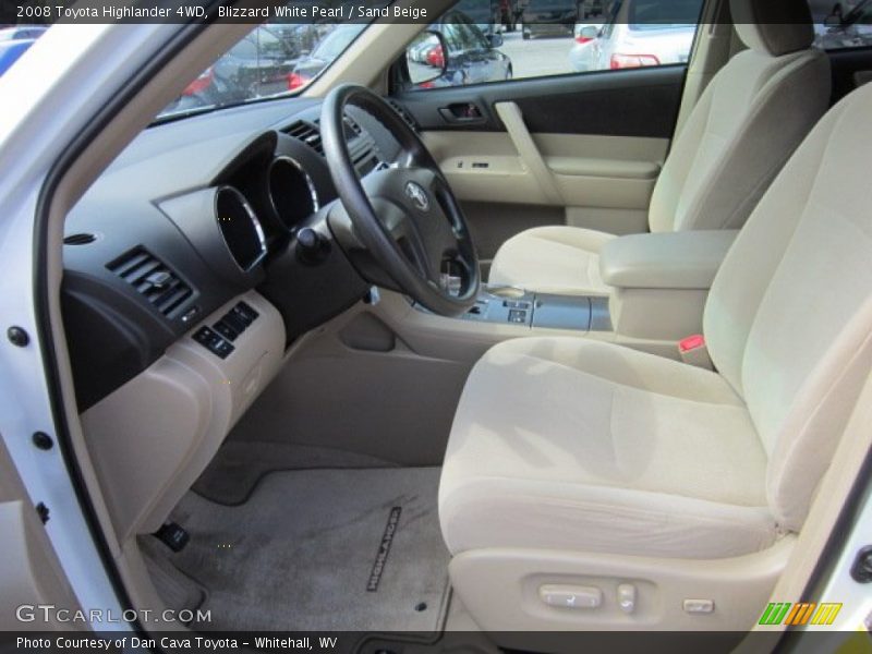 Blizzard White Pearl / Sand Beige 2008 Toyota Highlander 4WD