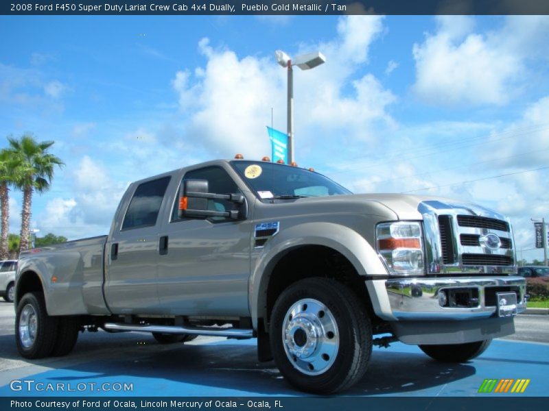 Pueblo Gold Metallic / Tan 2008 Ford F450 Super Duty Lariat Crew Cab 4x4 Dually