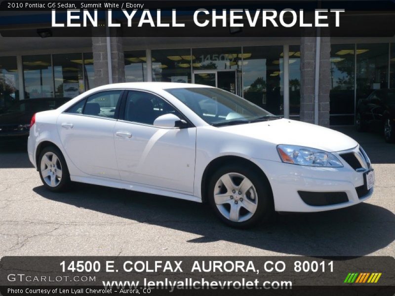 Summit White / Ebony 2010 Pontiac G6 Sedan