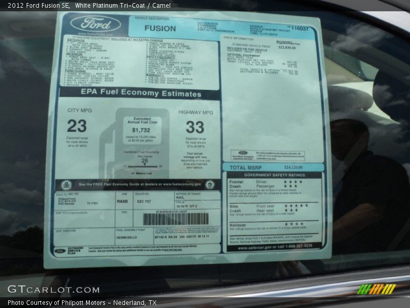  2012 Fusion SE Window Sticker