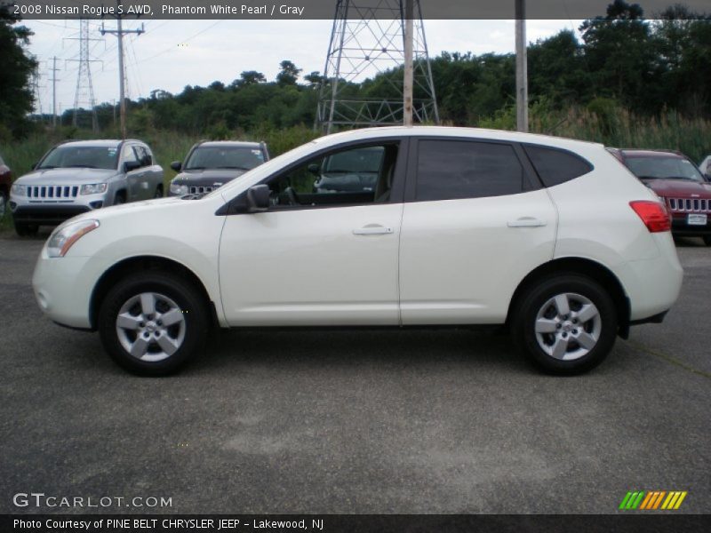 Phantom White Pearl / Gray 2008 Nissan Rogue S AWD